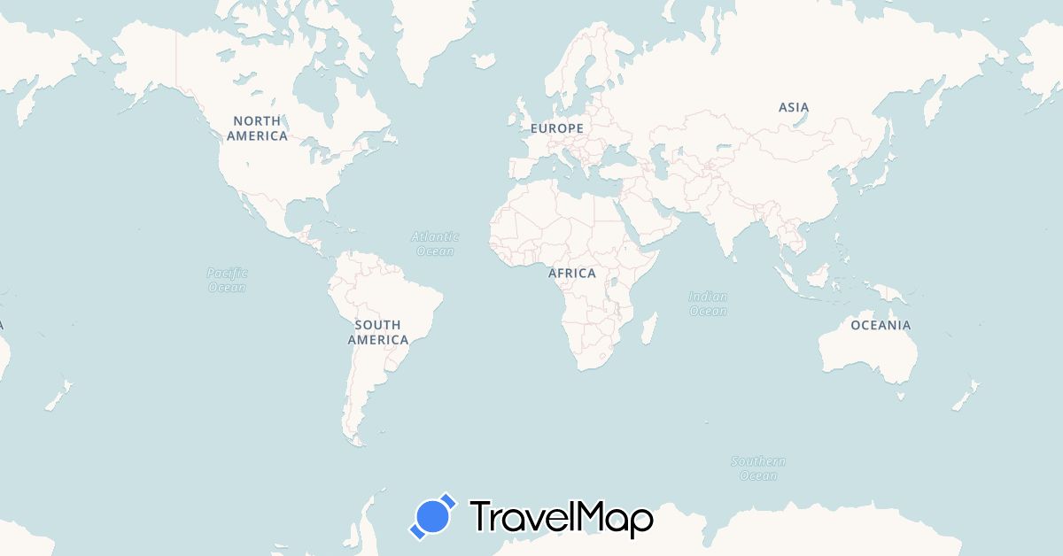 TravelMap itinerary: driving in Argentina, Brazil, Colombia, France, Guyana, Suriname, Trinidad and Tobago, Uruguay, Venezuela (Europe, North America, South America)